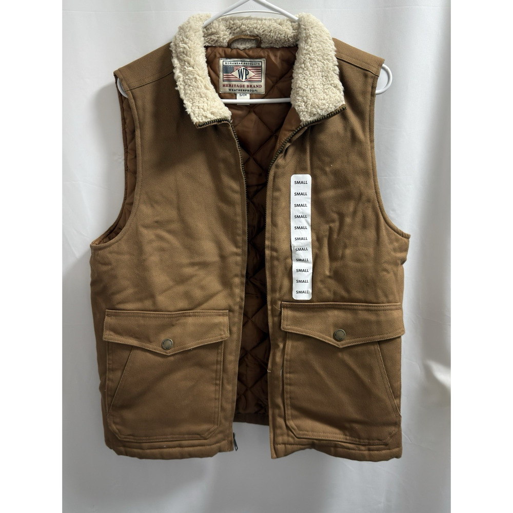 WP WEATHERPROOF Men's Workwear Vest Size Small Harvest Tan Quilted Sherpa